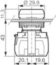 Måttskiss lamplins L20SExx med block och montageclip 331E