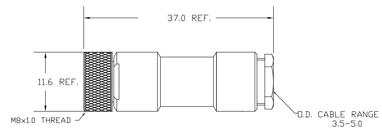 M8-kontakt utan kabel rak hona ritning