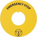 Produktbild rund gul skylt "EMERGENCY STOP"